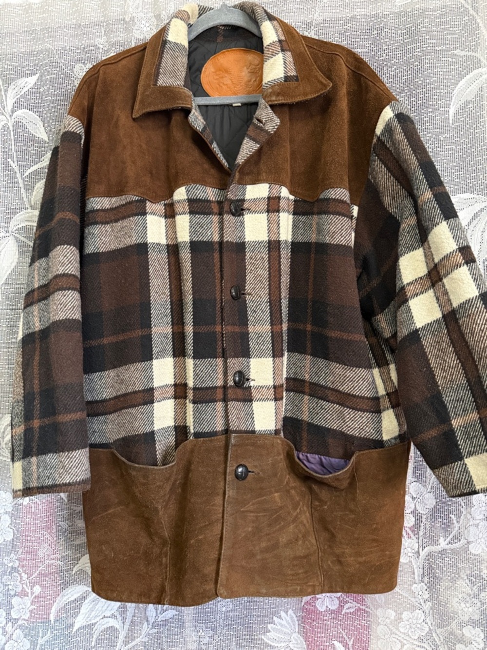 Vintage Laurence Roy suede and wool plaid jacket - Picture 1 of 8